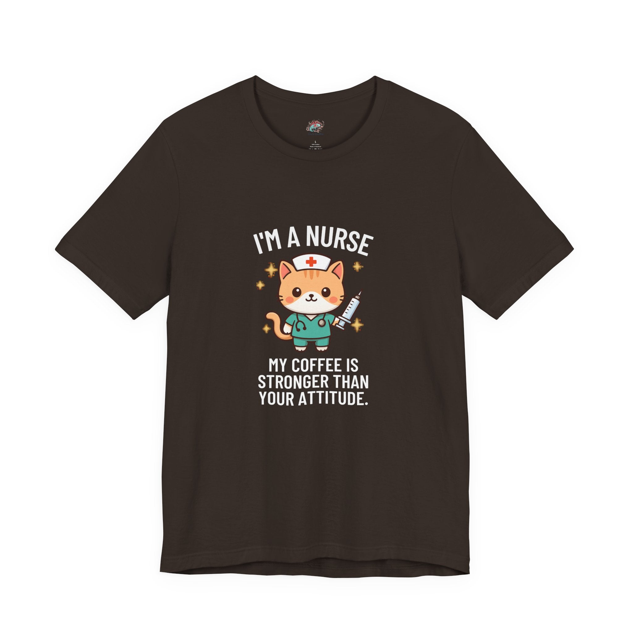 Nurse Cat T-Shirt — "I’m a Nurse, My Coffee Is Stronger Than Your Attitude" Cute Nurse Gift