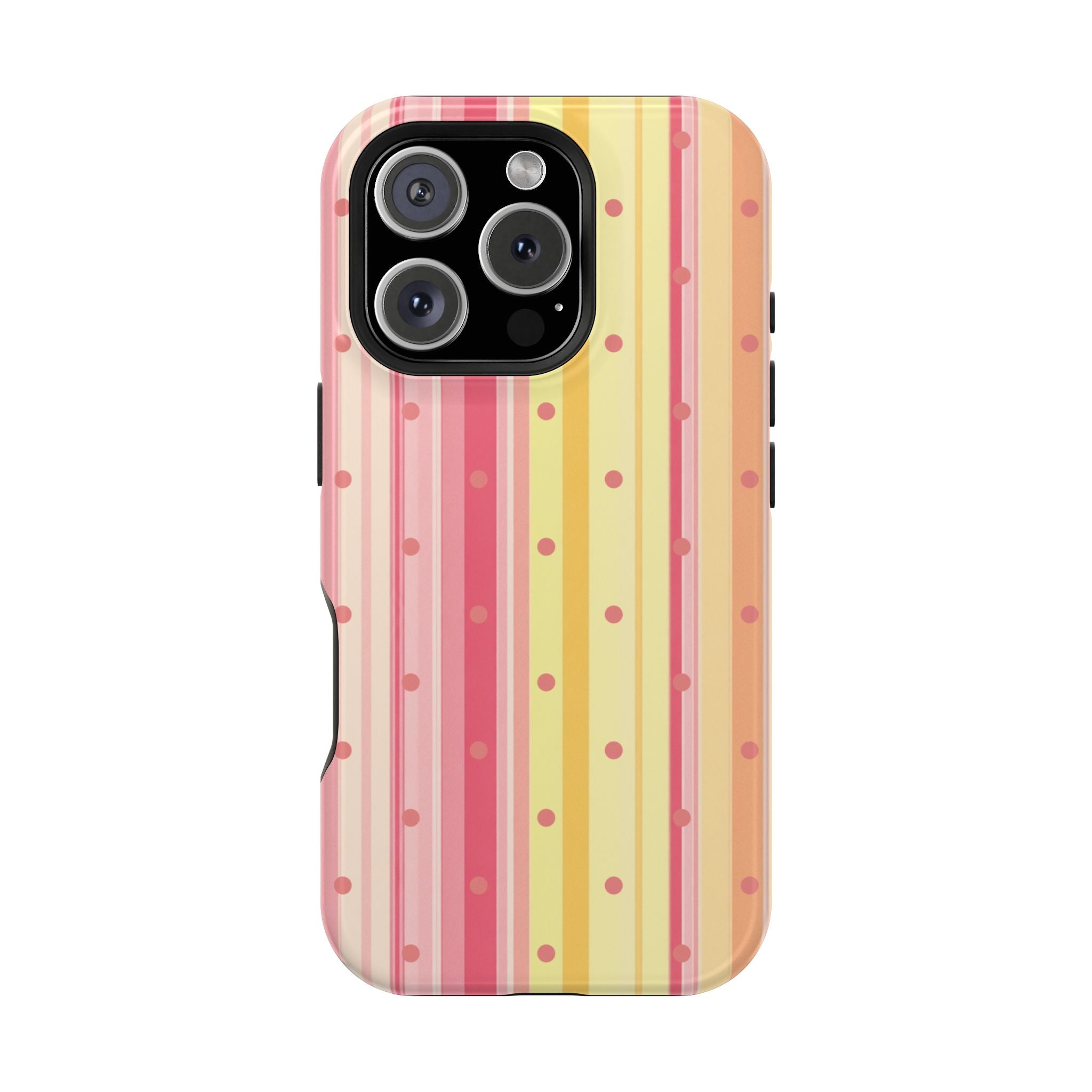 Colorful Pastel Stripe & Dot Magnetic Phone Case — Impact-Resistant