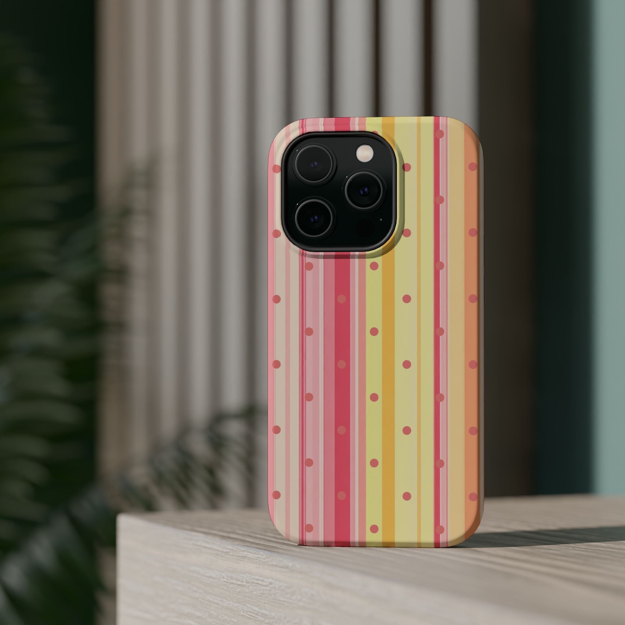 Colorful Pastel Stripe & Dot Magnetic Phone Case — Impact-Resistant