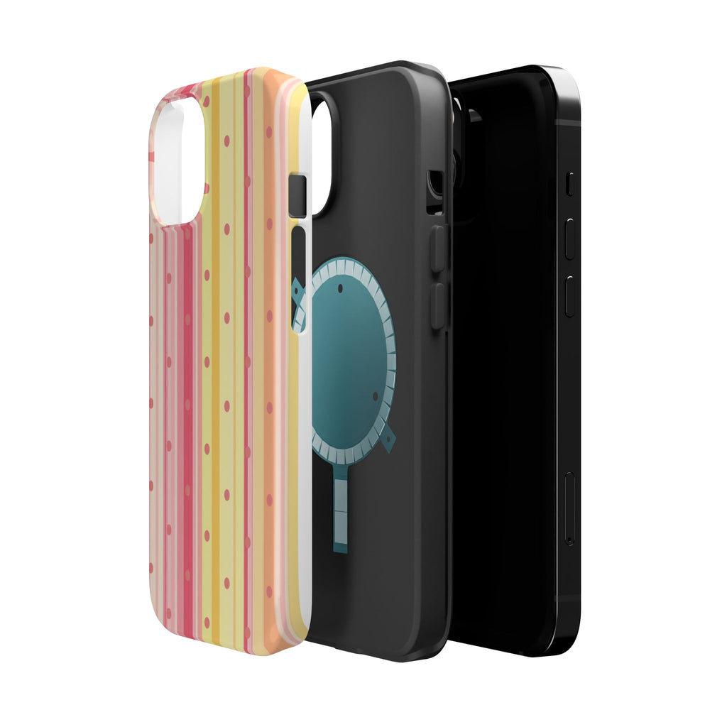 Colorful Pastel Stripe & Dot Magnetic Phone Case — Impact-Resistant