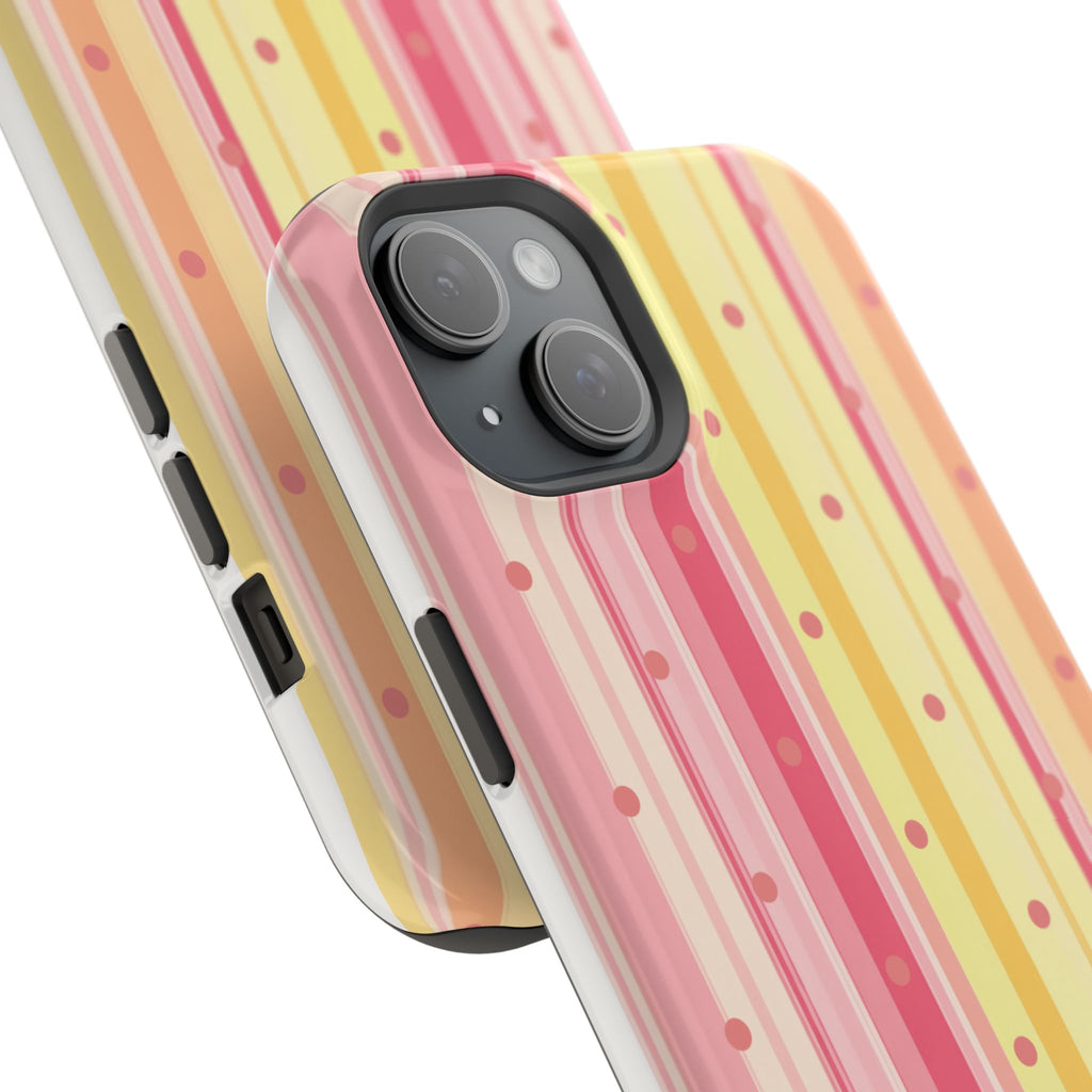 Colorful Pastel Stripe & Dot Magnetic Phone Case — Impact-Resistant