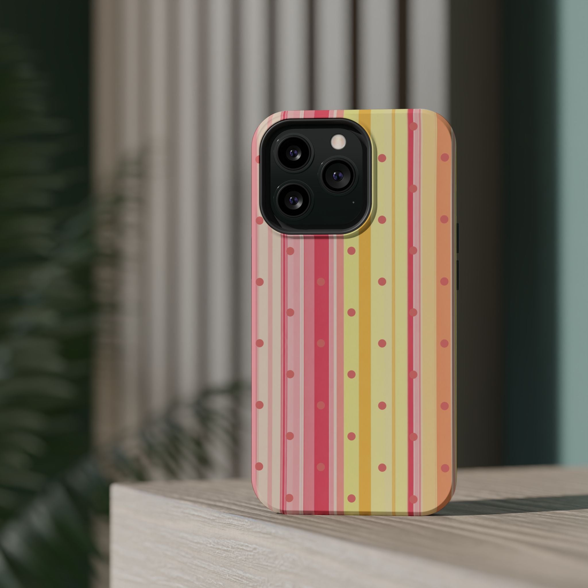Colorful Pastel Stripe & Dot Magnetic Phone Case — Impact-Resistant