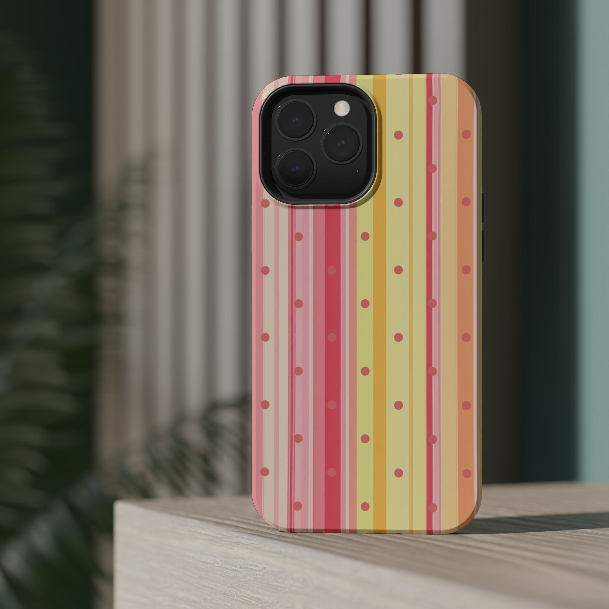 Colorful Pastel Stripe & Dot Magnetic Phone Case — Impact-Resistant
