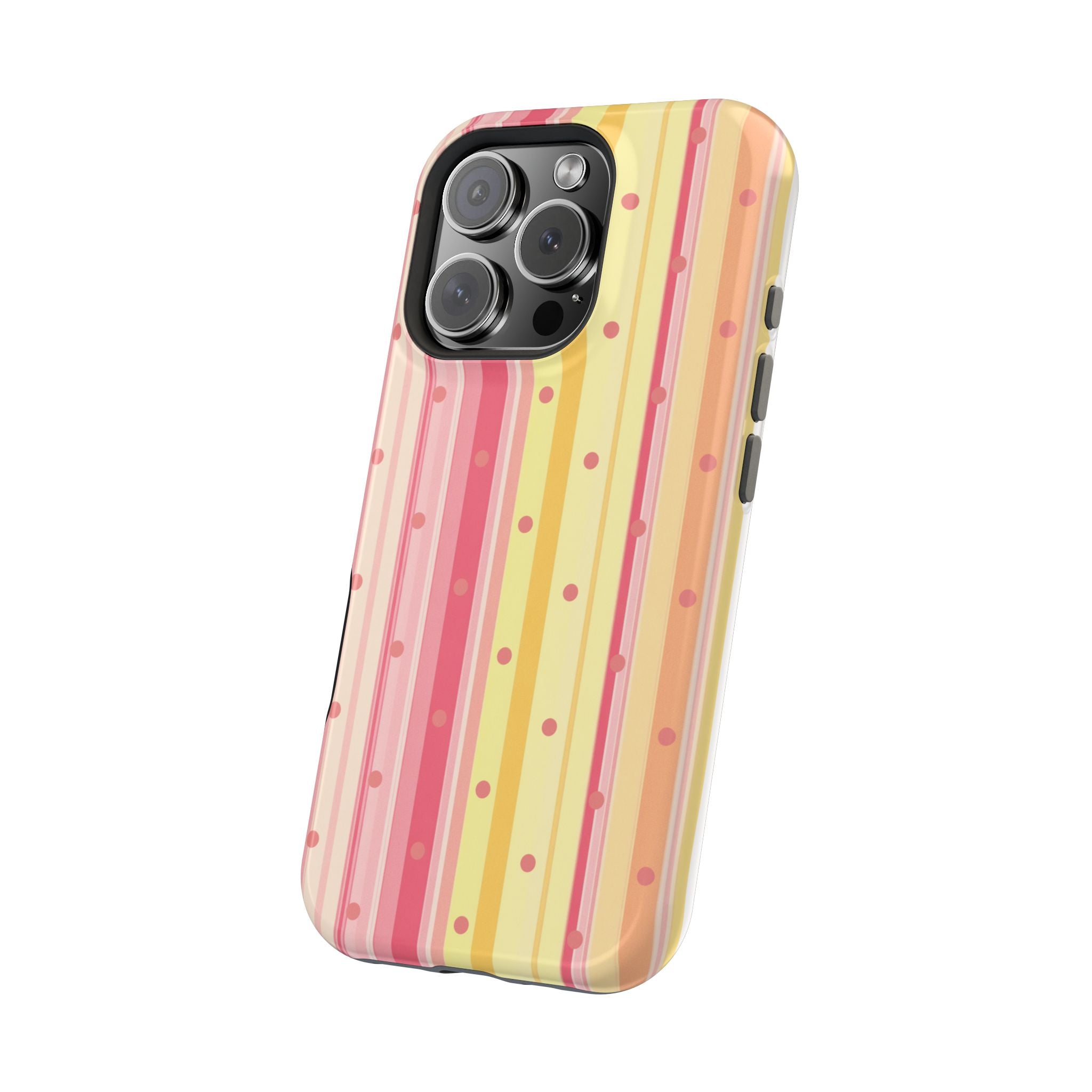 Colorful Pastel Stripe & Dot Magnetic Phone Case — Impact-Resistant