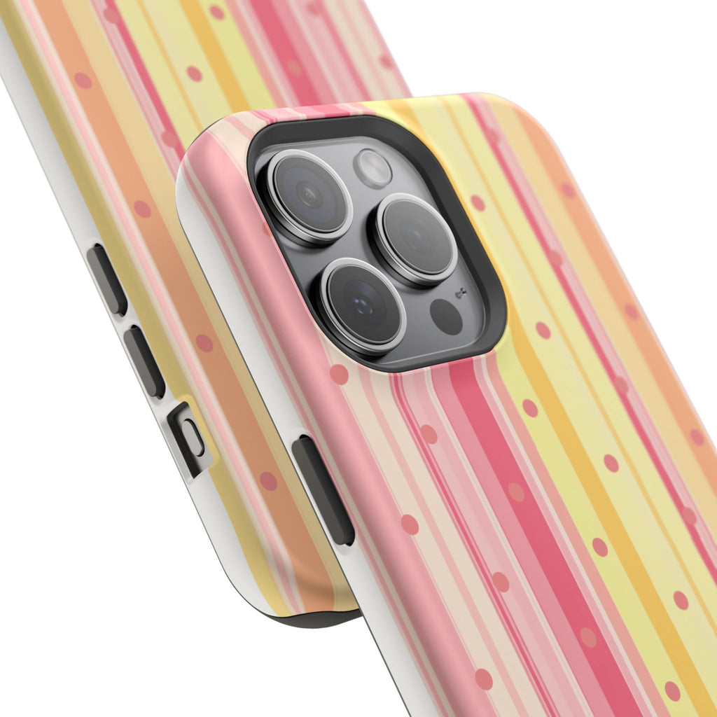 Colorful Pastel Stripe & Dot Magnetic Phone Case — Impact-Resistant
