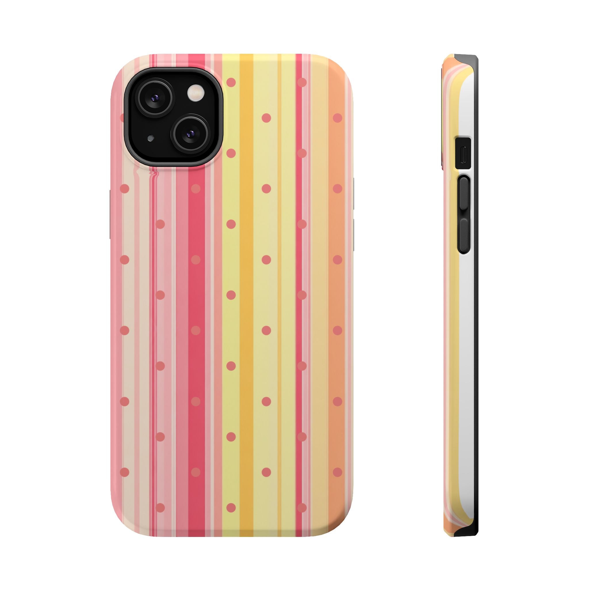 Colorful Pastel Stripe & Dot Magnetic Phone Case — Impact-Resistant