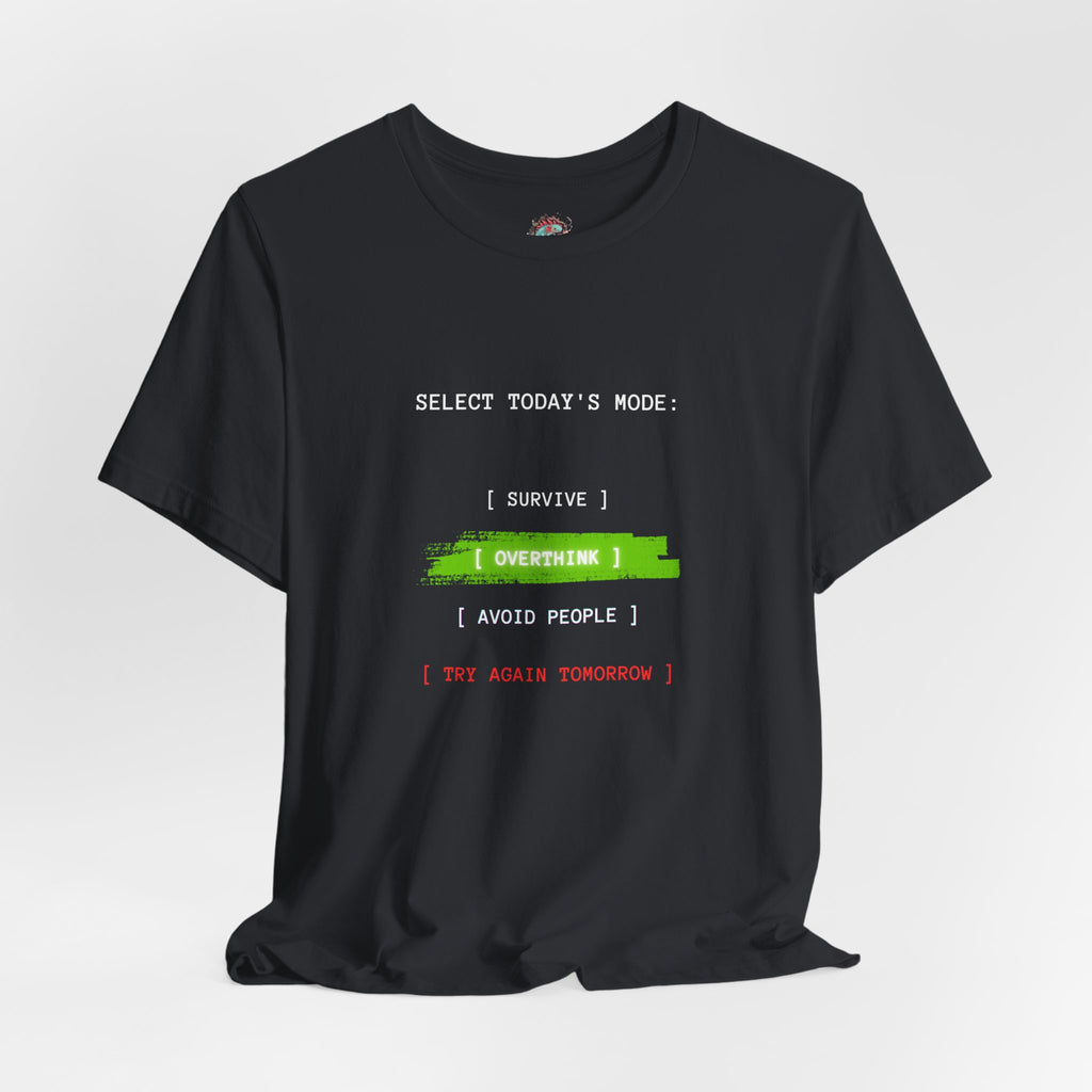 Overtime I Try Again Tomorrow tee | Minimal glitch text shirt
