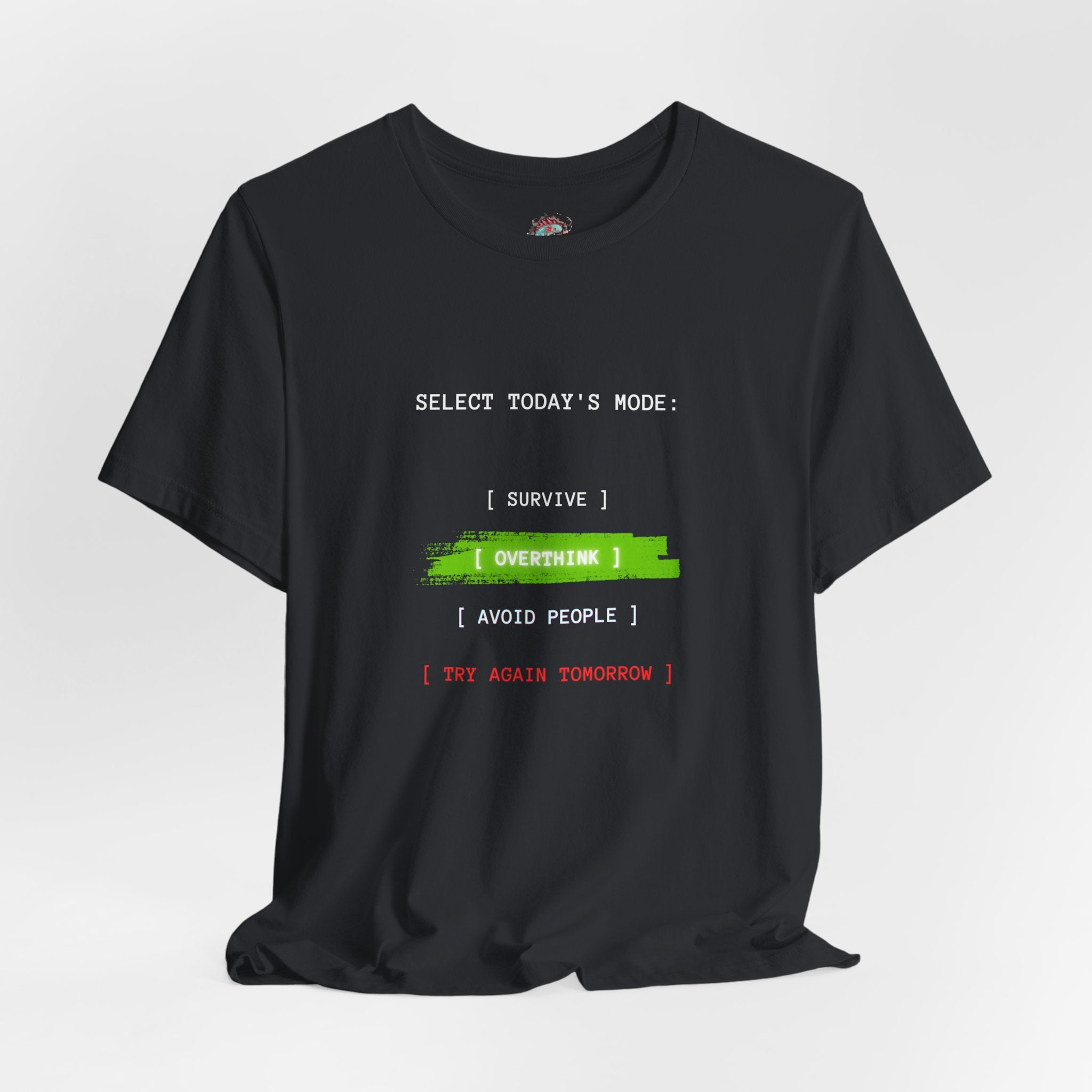 Overtime I Try Again Tomorrow tee | Minimal glitch text shirt