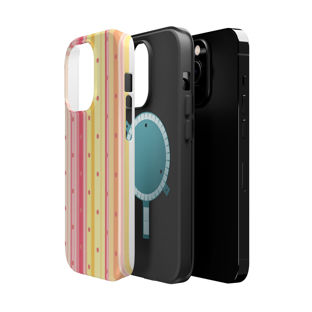 Colorful Pastel Stripe & Dot Magnetic Phone Case — Impact-Resistant