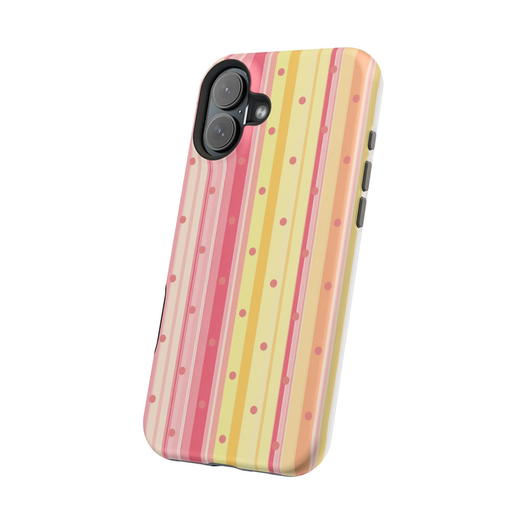 Colorful Pastel Stripe & Dot Magnetic Phone Case — Impact-Resistant