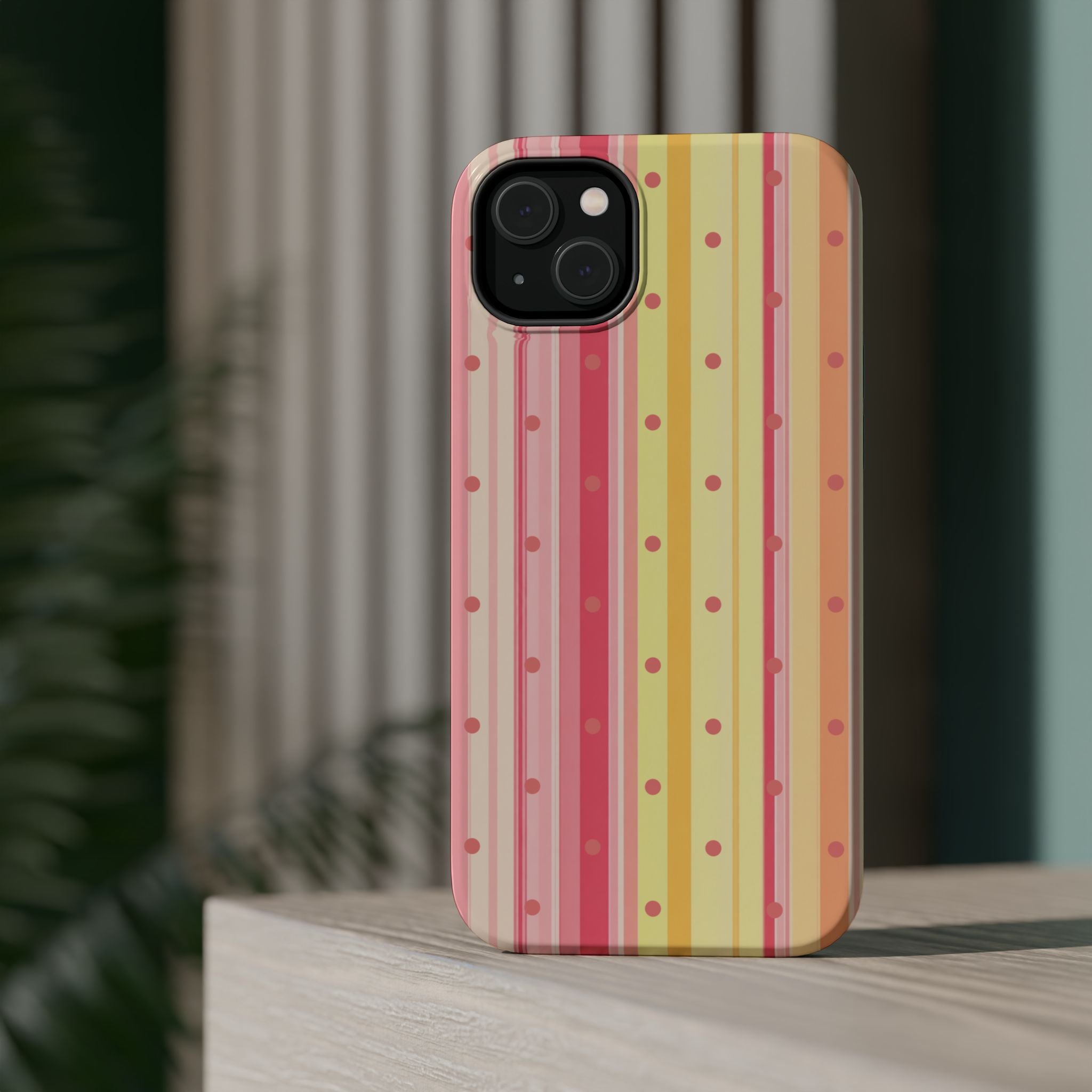Colorful Pastel Stripe & Dot Magnetic Phone Case — Impact-Resistant