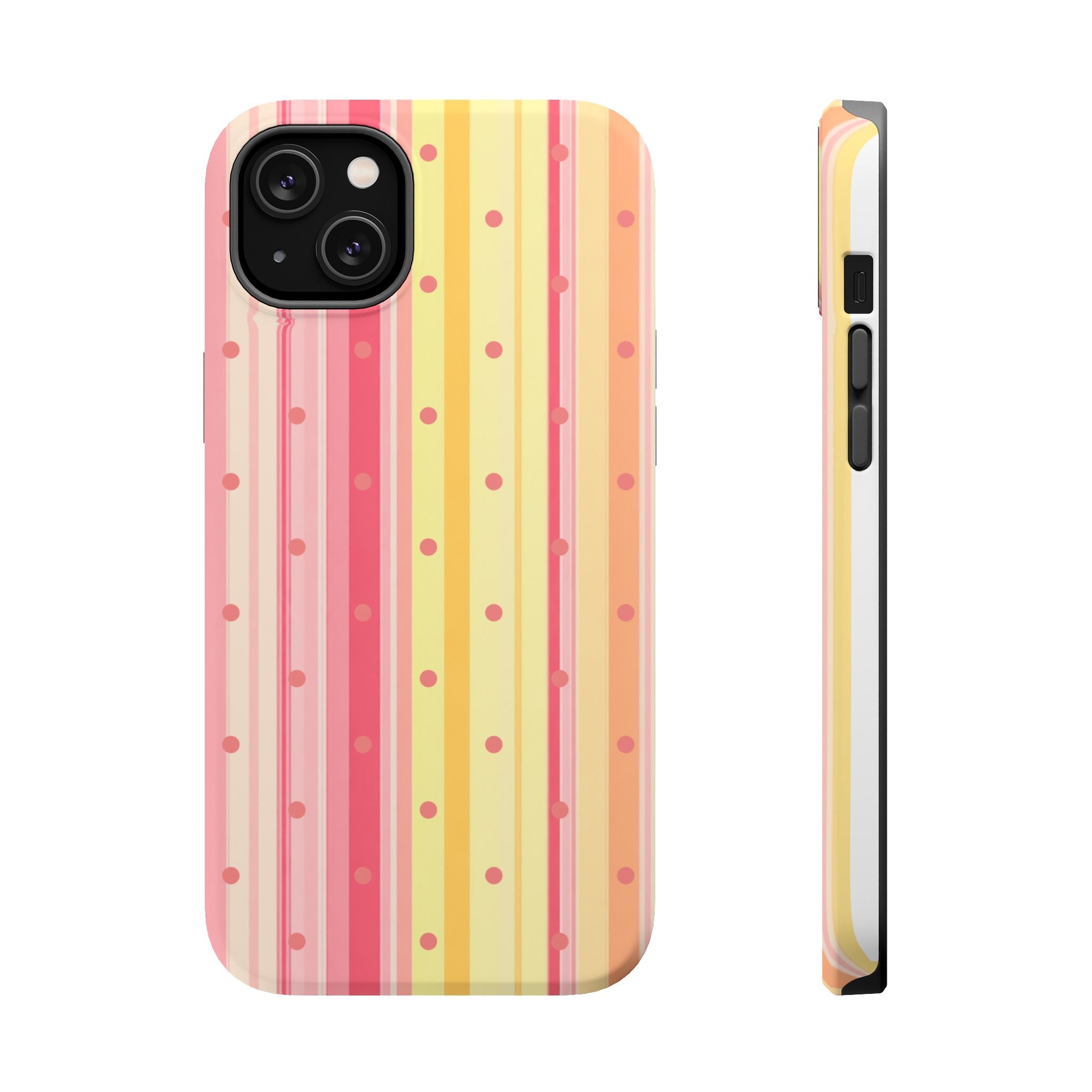 Colorful Pastel Stripe & Dot Magnetic Phone Case — Impact-Resistant