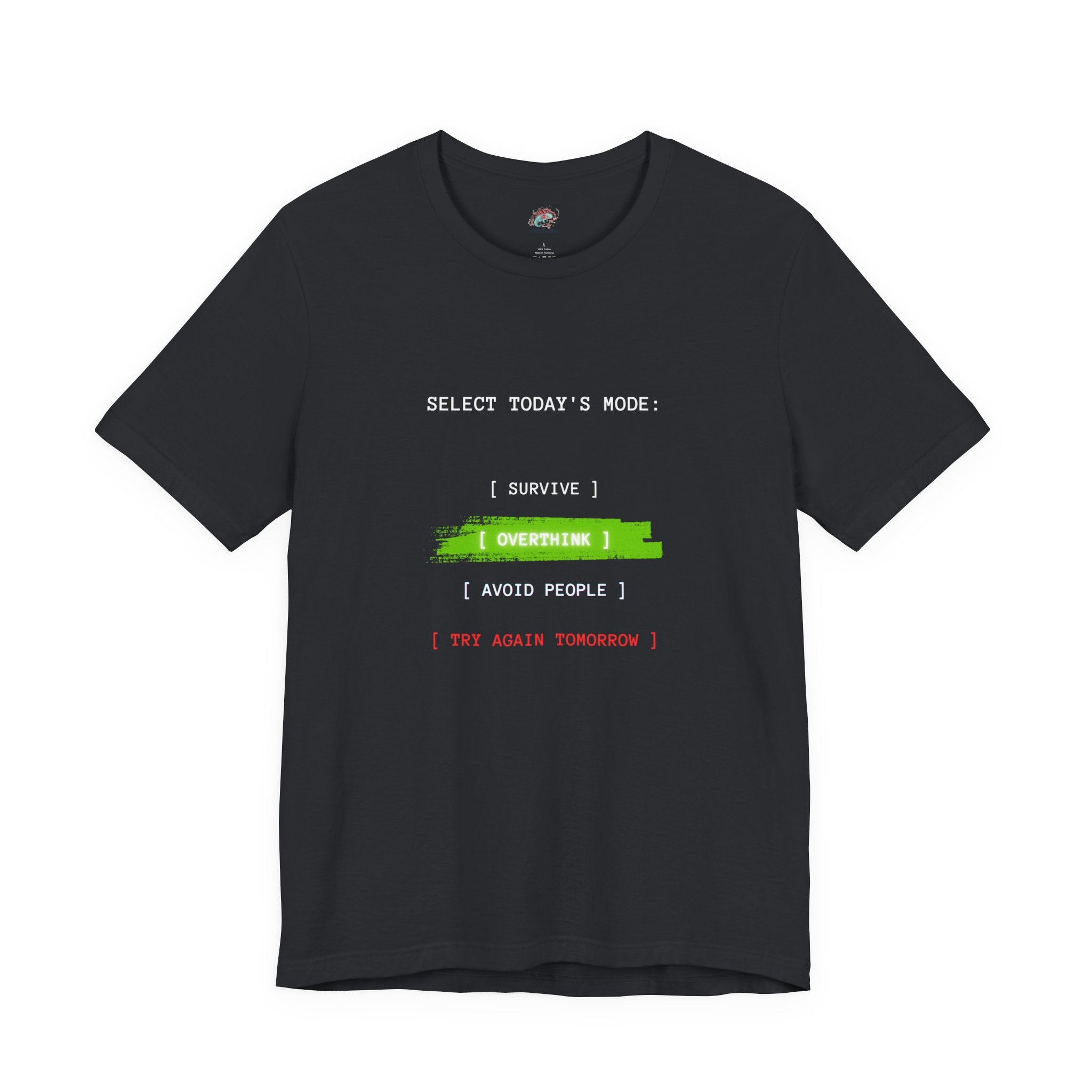 Overtime I Try Again Tomorrow tee | Minimal glitch text shirt