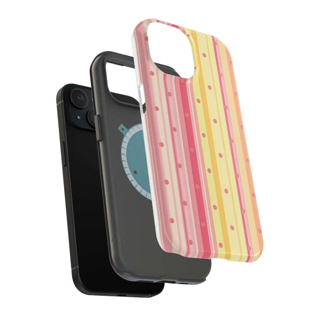 Colorful Pastel Stripe & Dot Magnetic Phone Case — Impact-Resistant