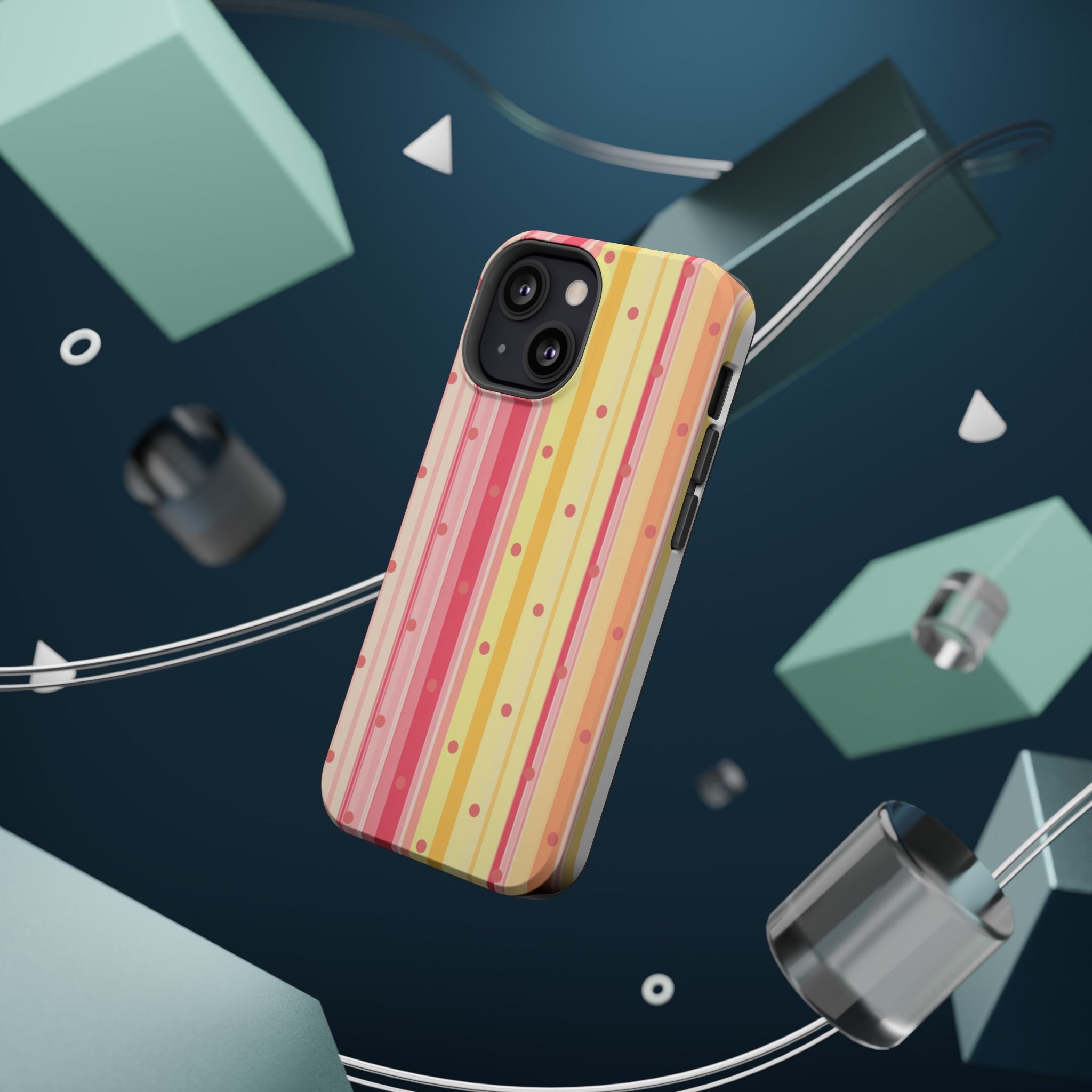 Colorful Pastel Stripe & Dot Magnetic Phone Case — Impact-Resistant
