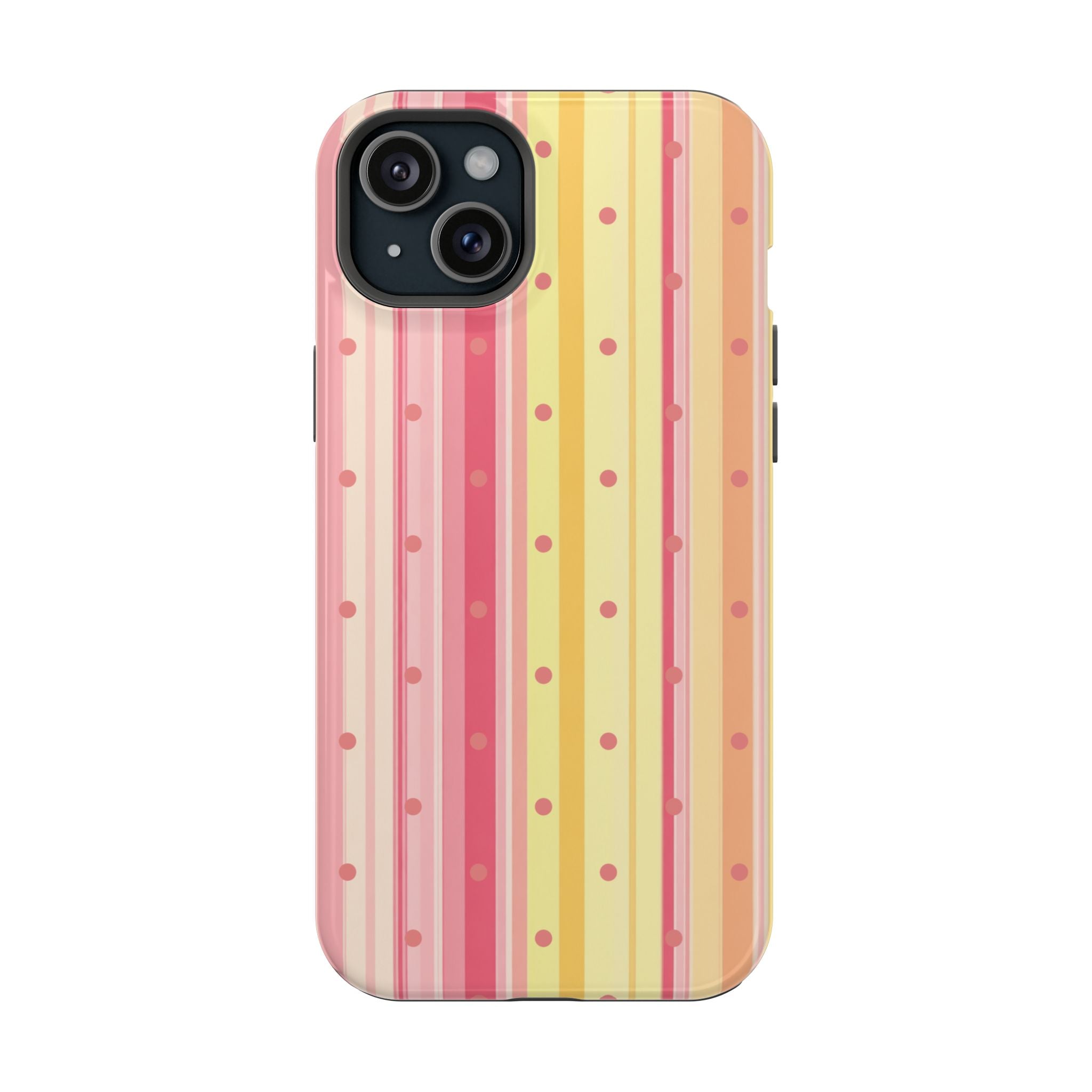 Colorful Pastel Stripe & Dot Magnetic Phone Case — Impact-Resistant
