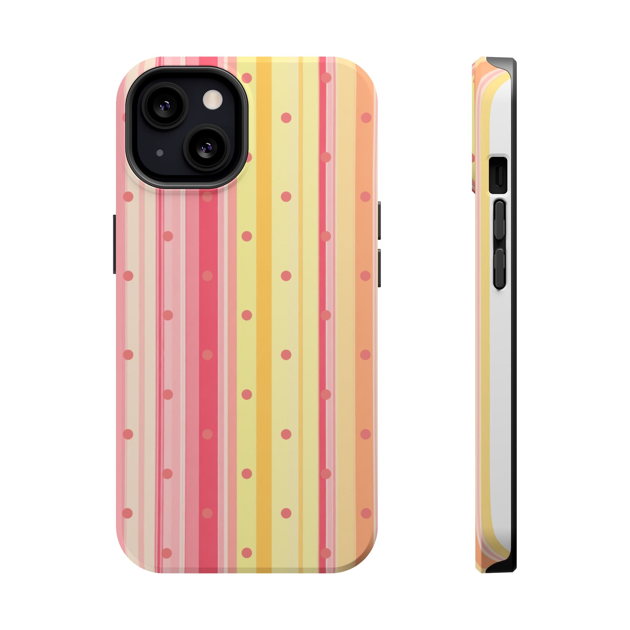 Colorful Pastel Stripe & Dot Magnetic Phone Case — Impact-Resistant