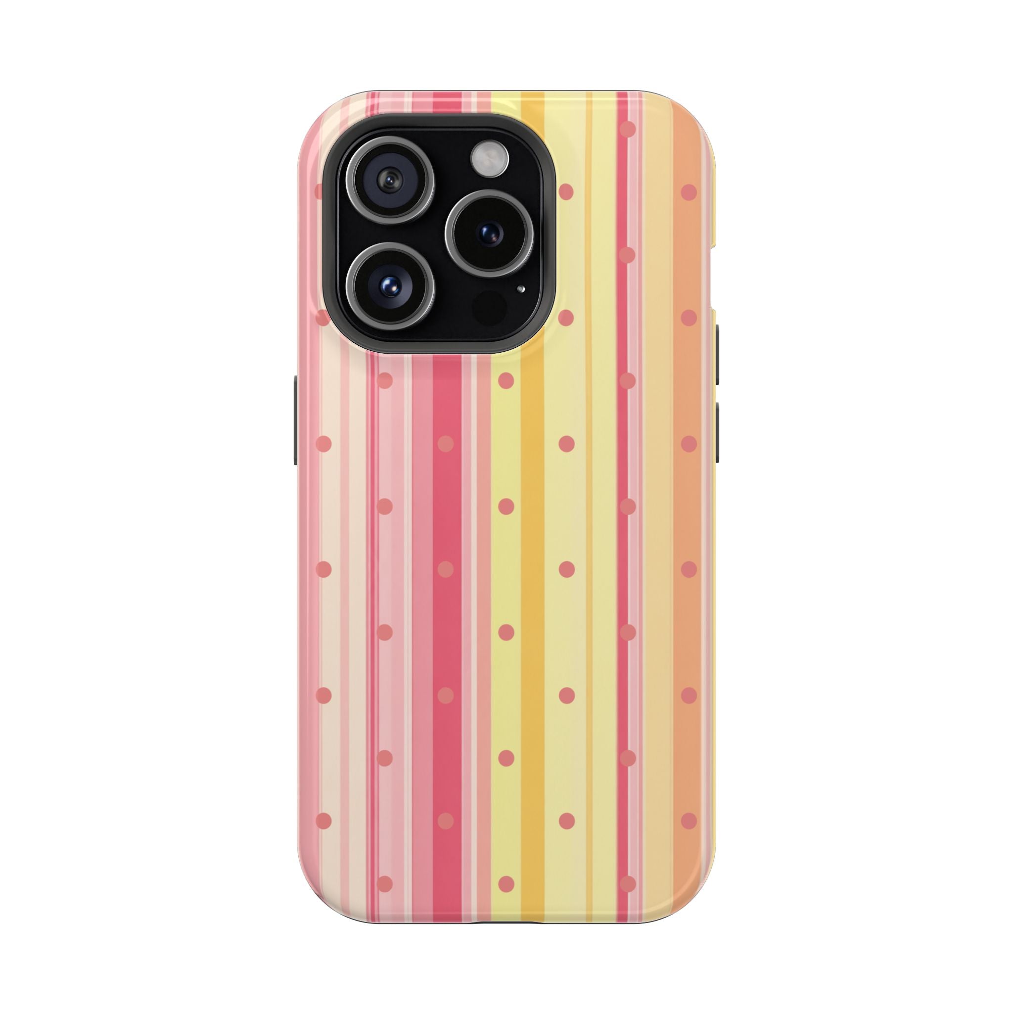 Colorful Pastel Stripe & Dot Magnetic Phone Case — Impact-Resistant