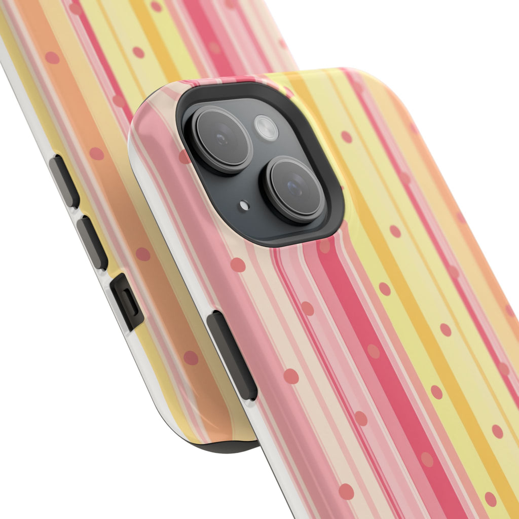 Colorful Pastel Stripe & Dot Magnetic Phone Case — Impact-Resistant