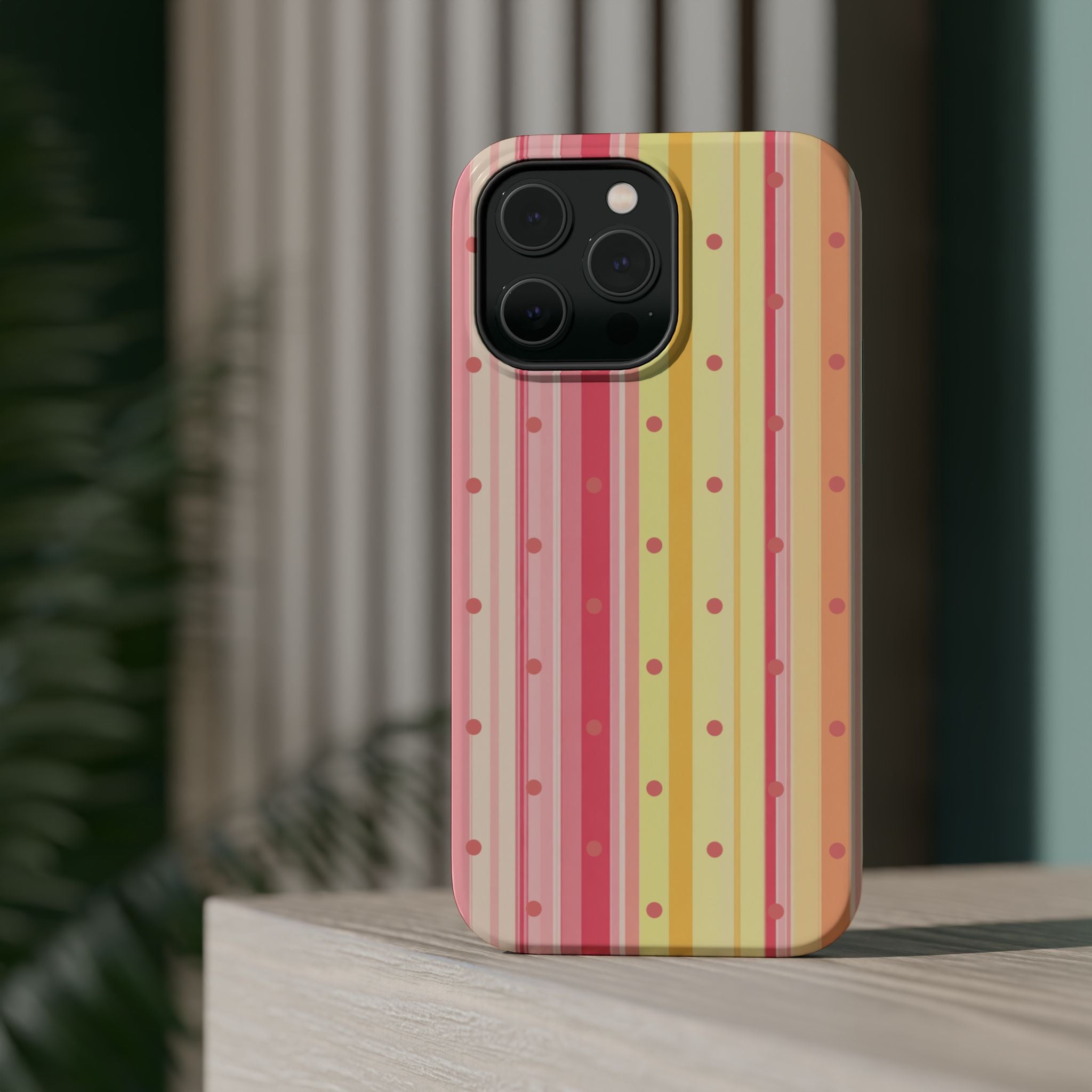 Colorful Pastel Stripe & Dot Magnetic Phone Case — Impact-Resistant