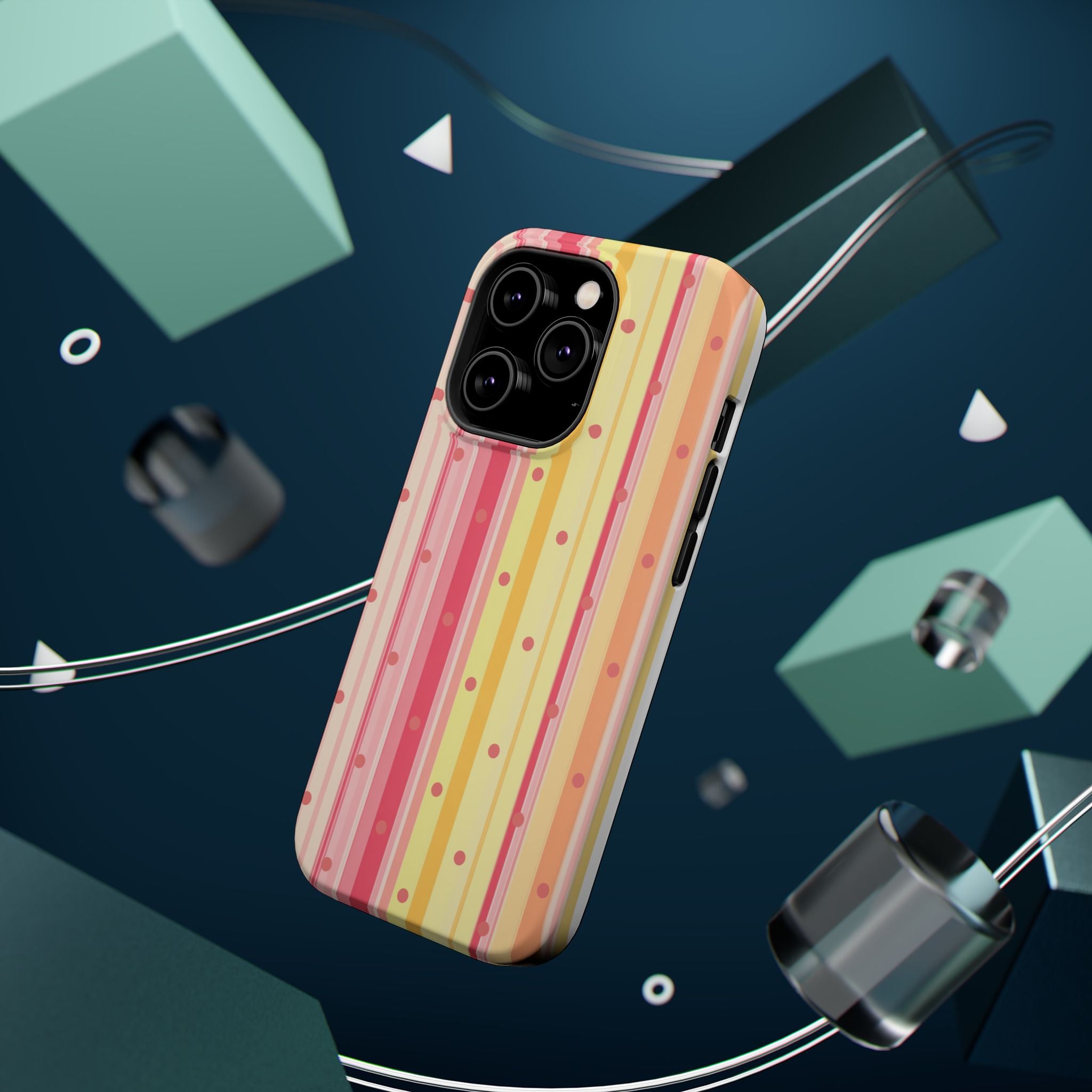 Colorful Pastel Stripe & Dot Magnetic Phone Case — Impact-Resistant