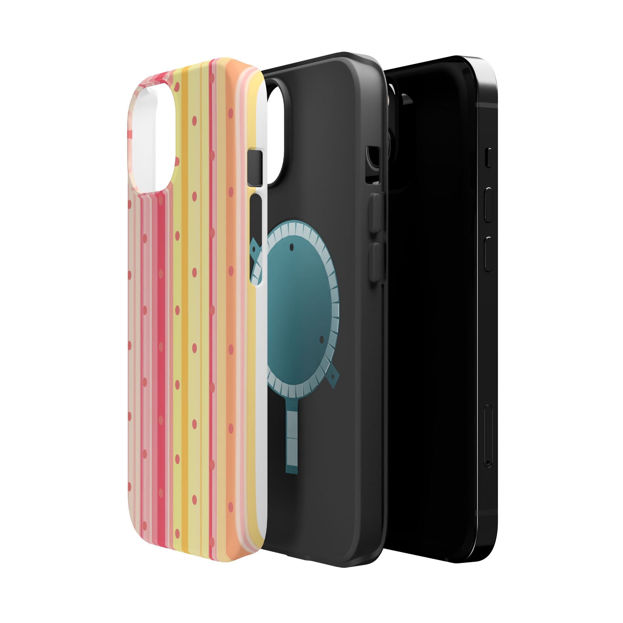 Colorful Pastel Stripe & Dot Magnetic Phone Case — Impact-Resistant