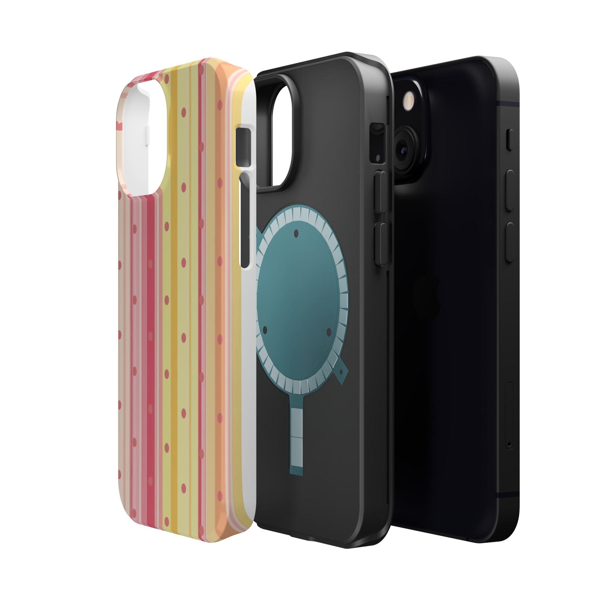 Colorful Pastel Stripe & Dot Magnetic Phone Case — Impact-Resistant