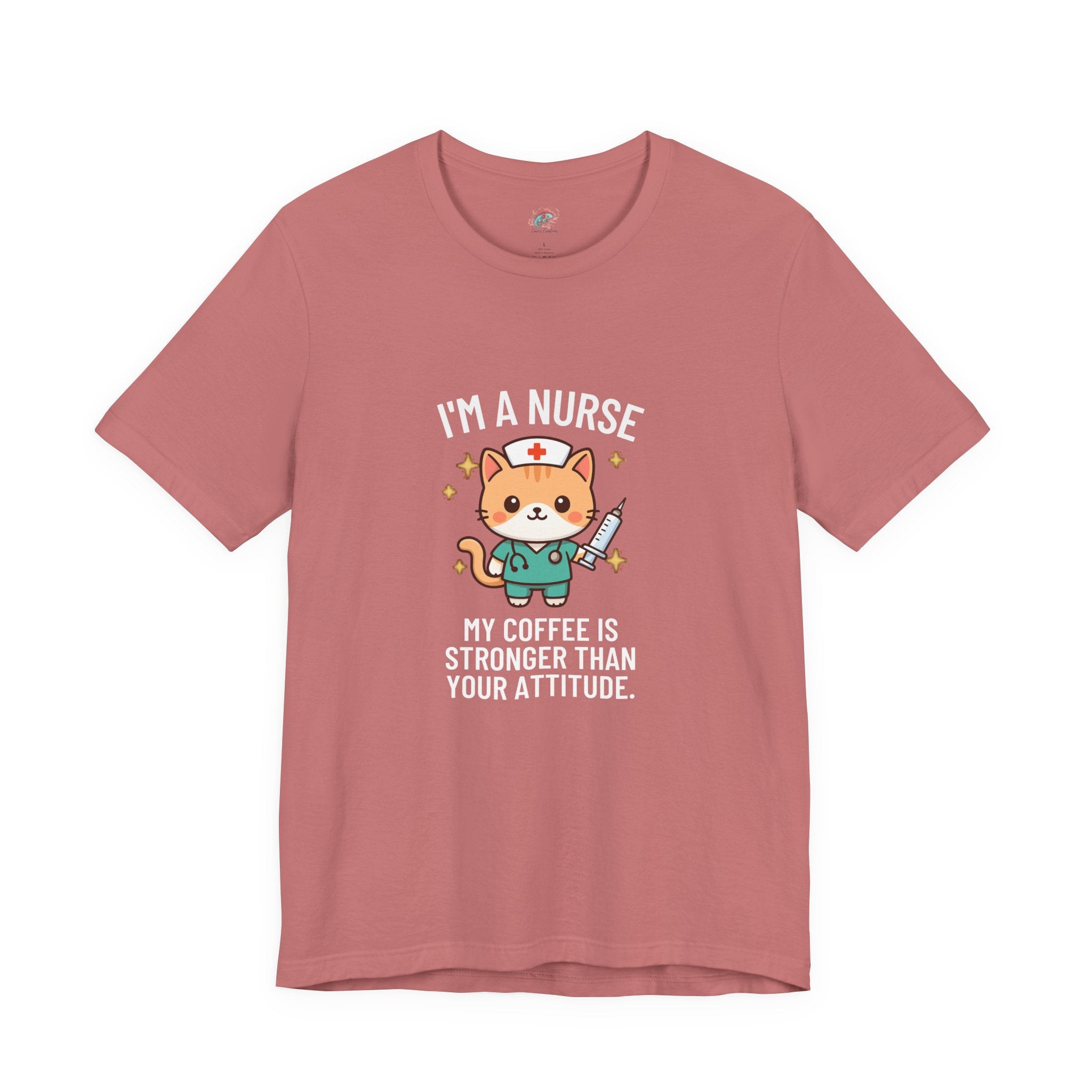Nurse Cat T-Shirt — "I’m a Nurse, My Coffee Is Stronger Than Your Attitude" Cute Nurse Gift