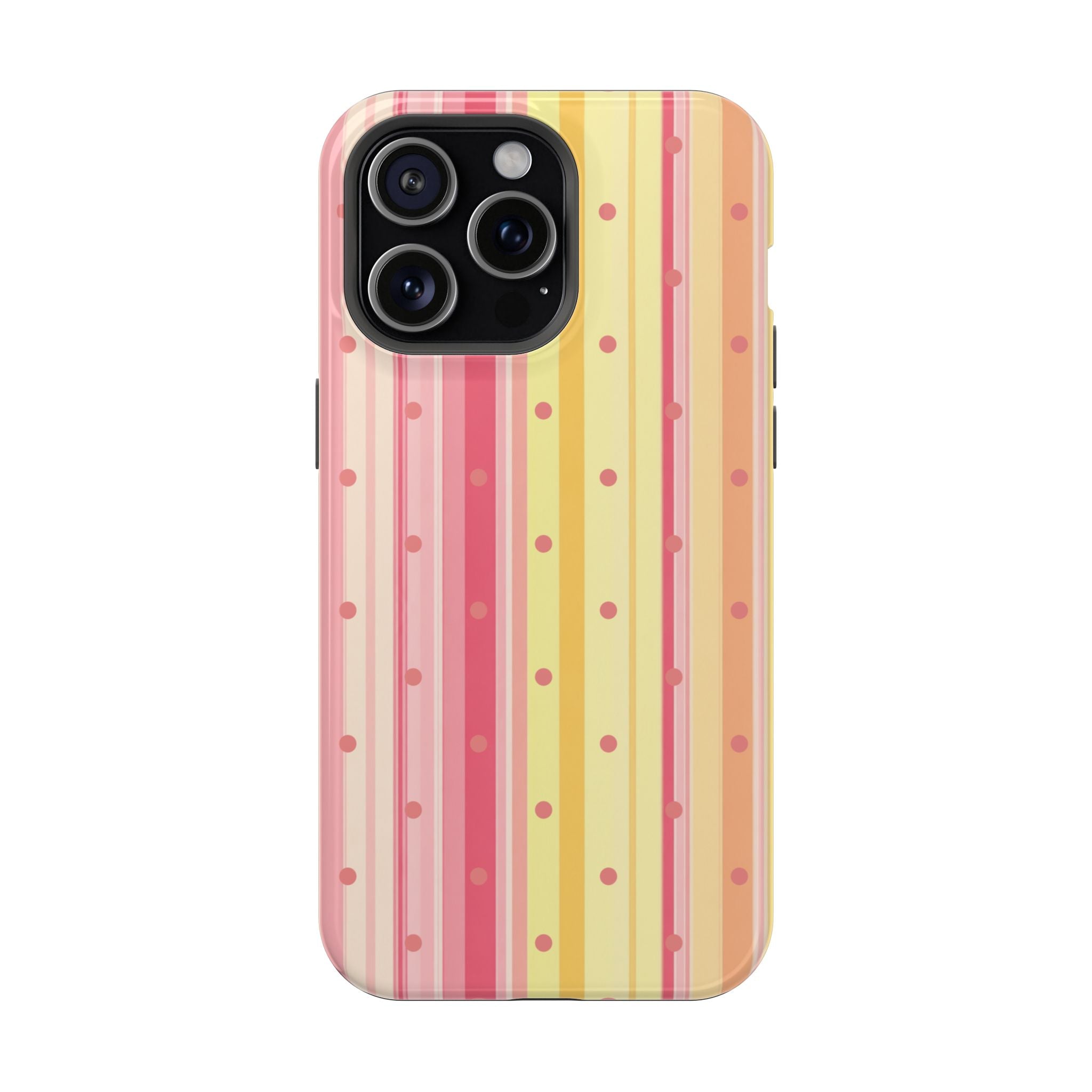 Colorful Pastel Stripe & Dot Magnetic Phone Case — Impact-Resistant