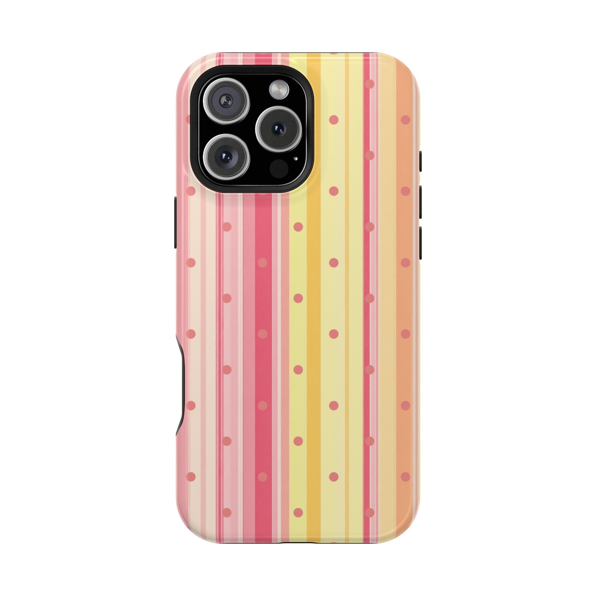 Colorful Pastel Stripe & Dot Magnetic Phone Case — Impact-Resistant