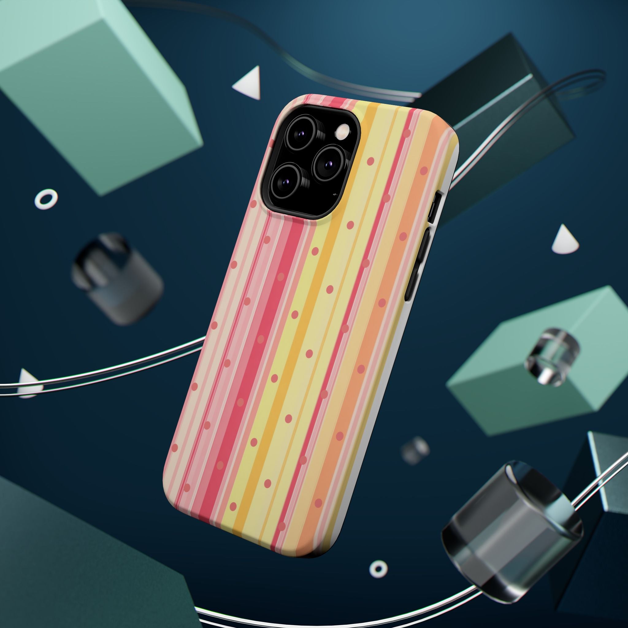 Colorful Pastel Stripe & Dot Magnetic Phone Case — Impact-Resistant