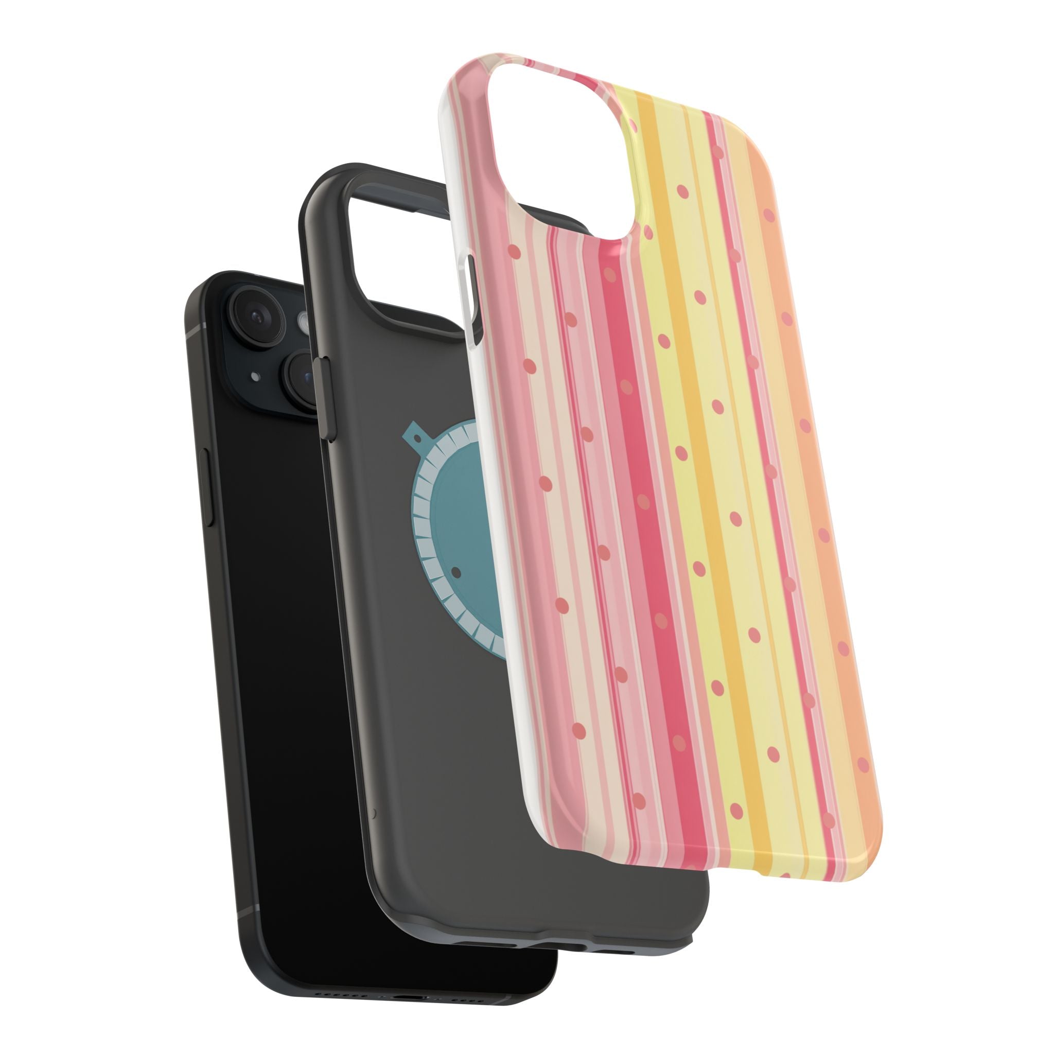 Colorful Pastel Stripe & Dot Magnetic Phone Case — Impact-Resistant